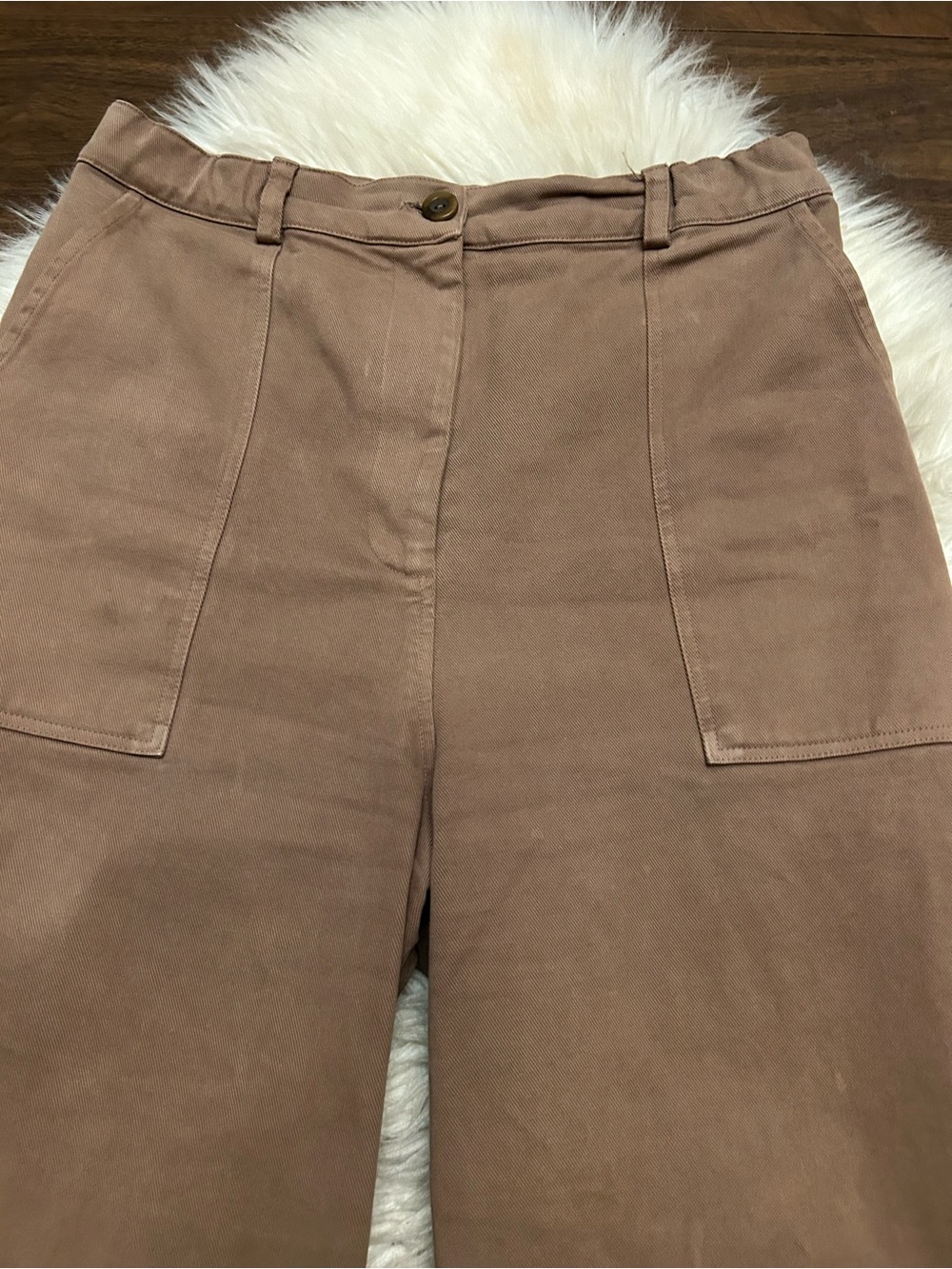 FIRST RITE High-Rise Wide-Leg Cropped Pants In Cocoa - Picture 7 of 16